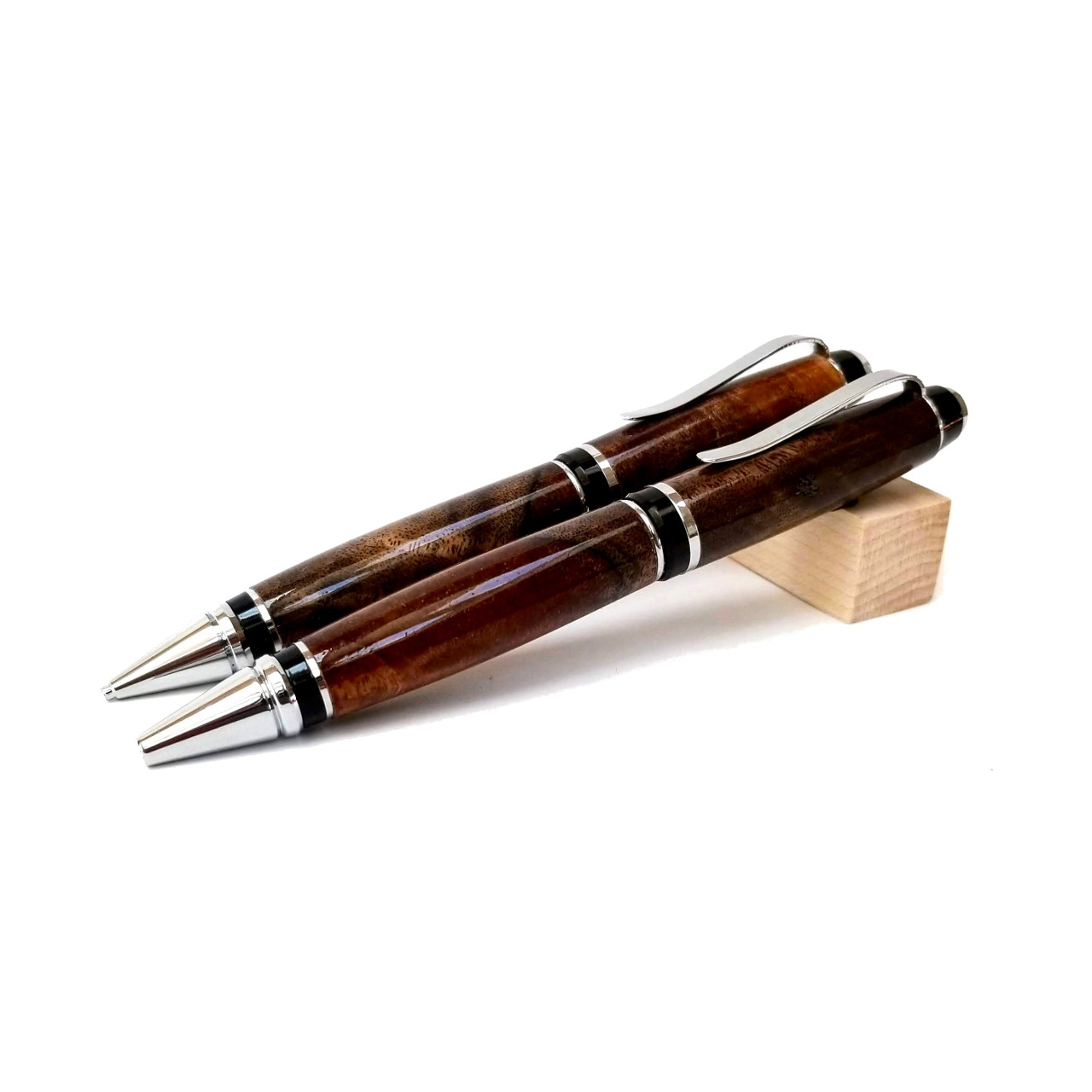 Dark BlackWalnut Wood Custom Engraved Pen Set with Walnut Box